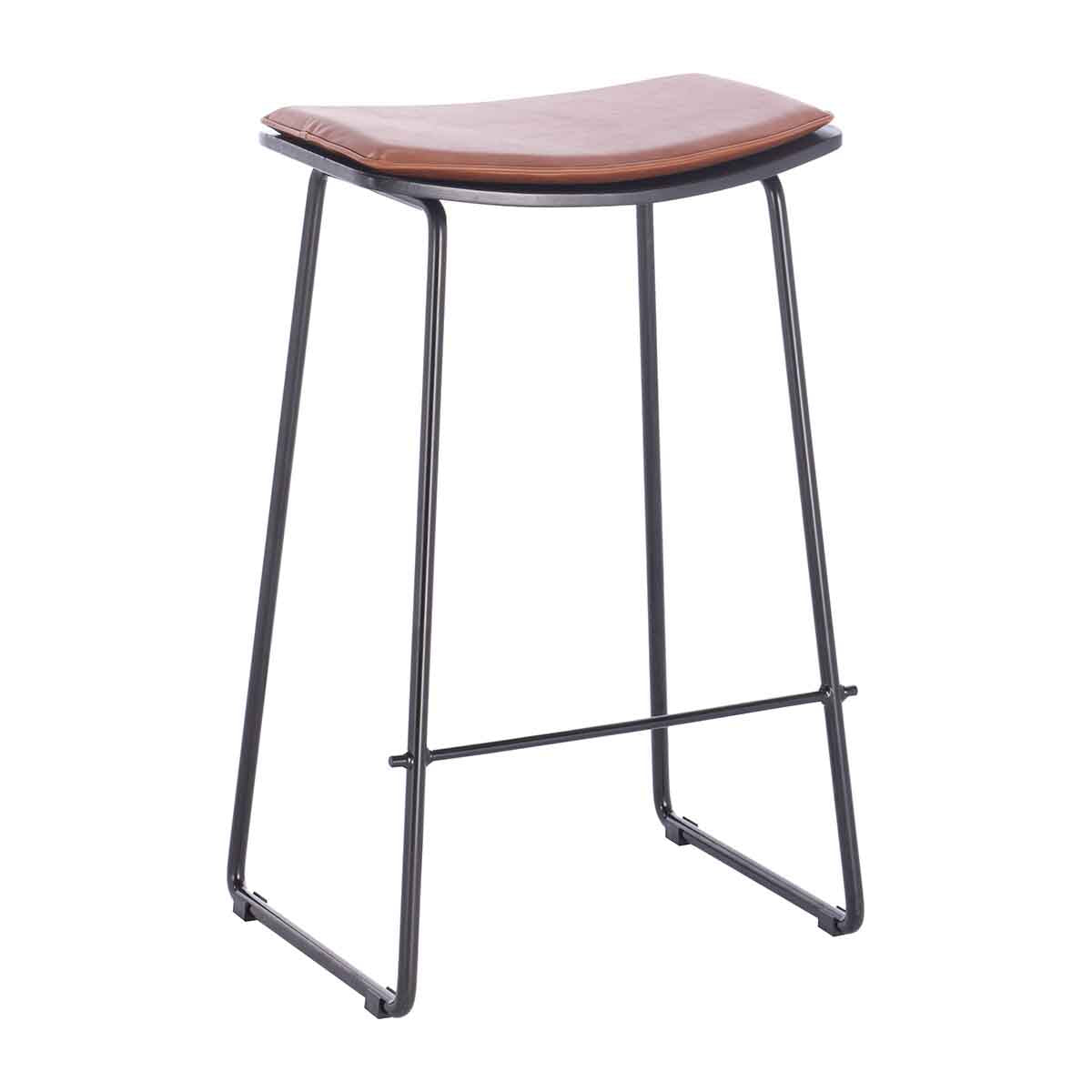 Hendrix Backless Bar Stool (Black, Tan Leatherette)