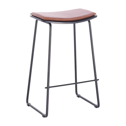 Hendrix Backless Bar Stool (Black, Tan Leatherette)