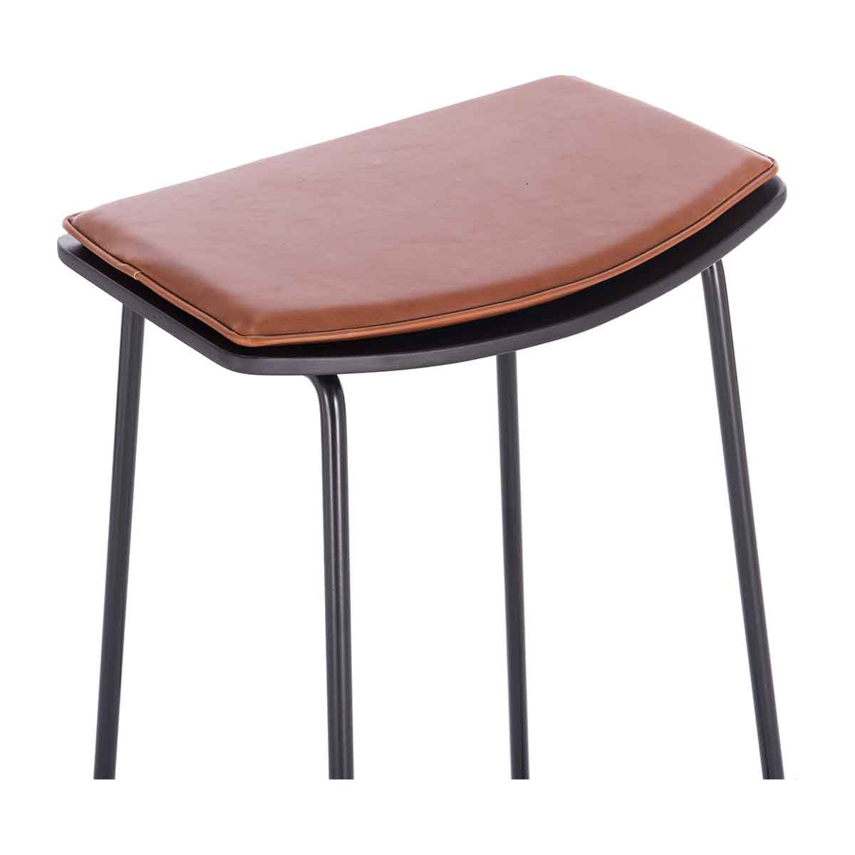 Hendrix Backless Bar Stool (Black, Tan Leatherette)