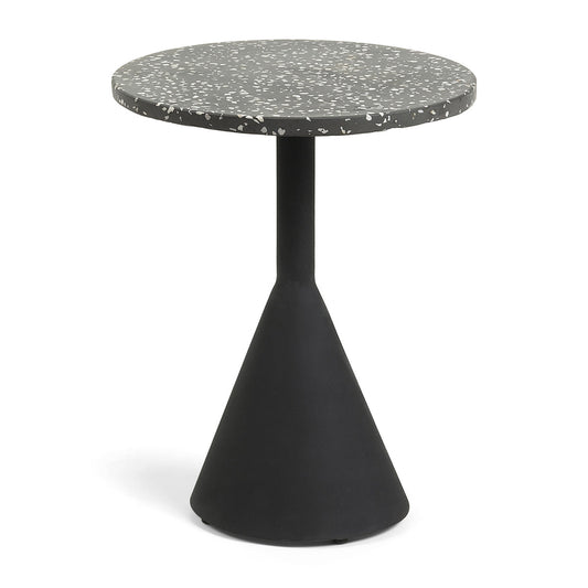 Delano Side Table (Black, Black Terrazzo, 40cm Diameter)