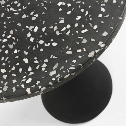 Delano Side Table (Black, Black Terrazzo, 40cm Diameter)